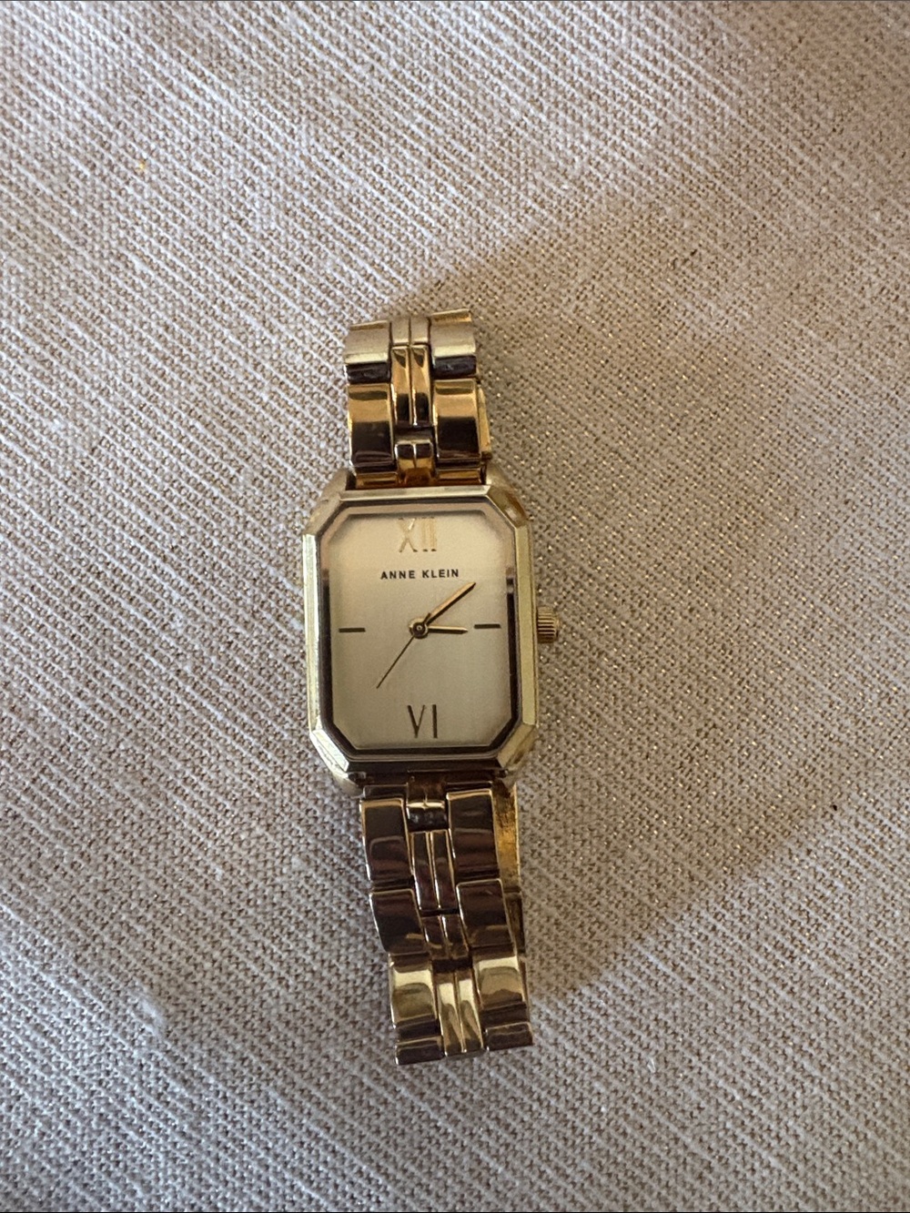 Anne Klein Rectangular Bracelet Watch with White Dial